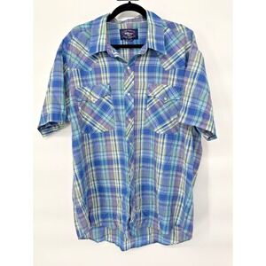 Williams Bay Blue/Yellow Plaid Short Sleeve Men's XX-Large Snap Western Shirt